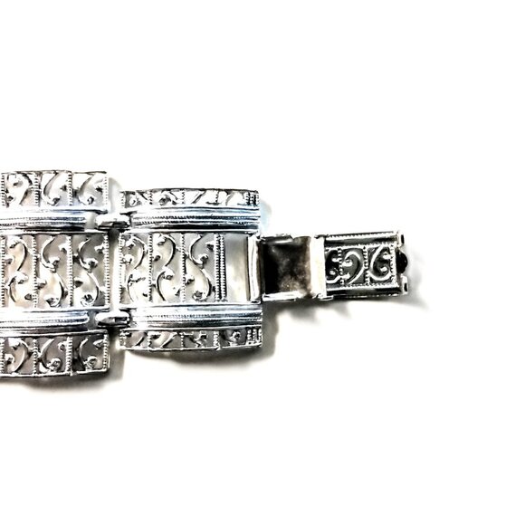 Vintage Sarah Coventry Silver-Tone Filigree Panel Link Bracelet Unsigned ~ EVC! - Picture 4 of 10